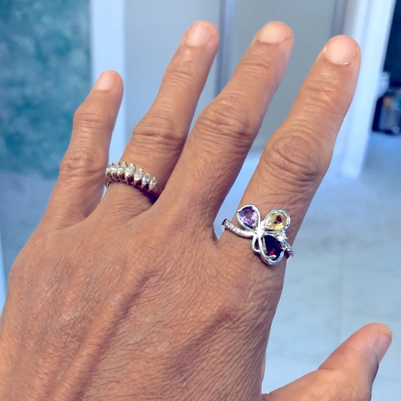 Amethyst Garnet Citrine & 14K White Gold Plated - Picture 4 of 4